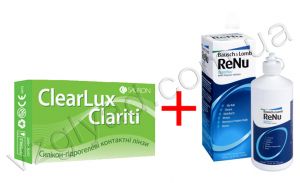 ClearLux Premium (Cooper Vision) 3шт + ReNu MultiPlus (Bausch & Lomb) 360мл