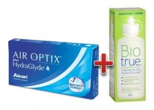 Air Optix plus HydraGlyde (Alcon) 3шт + Biotrue (Bausch & Lomb) 360мл